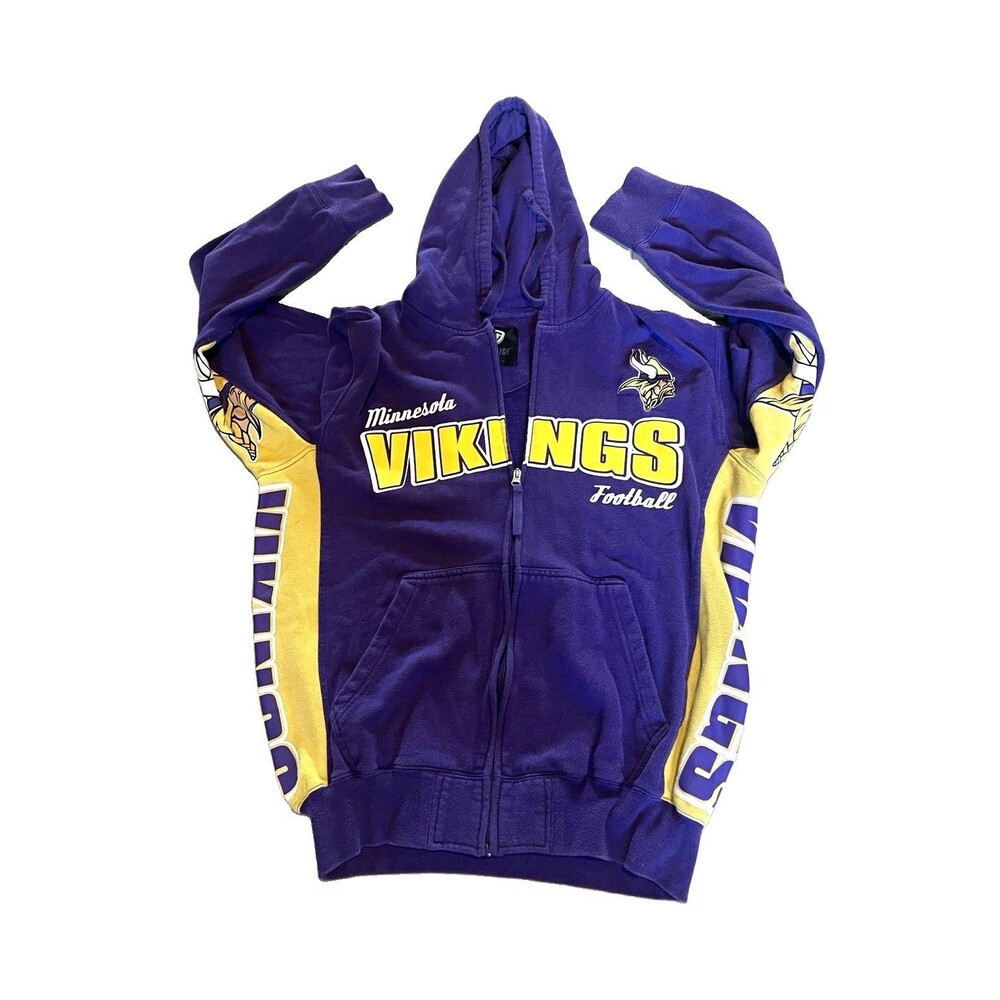 Hands High Minnesota Vikings NFL Full Zip Hoodie Sweatshirt L Purple/Yellow L